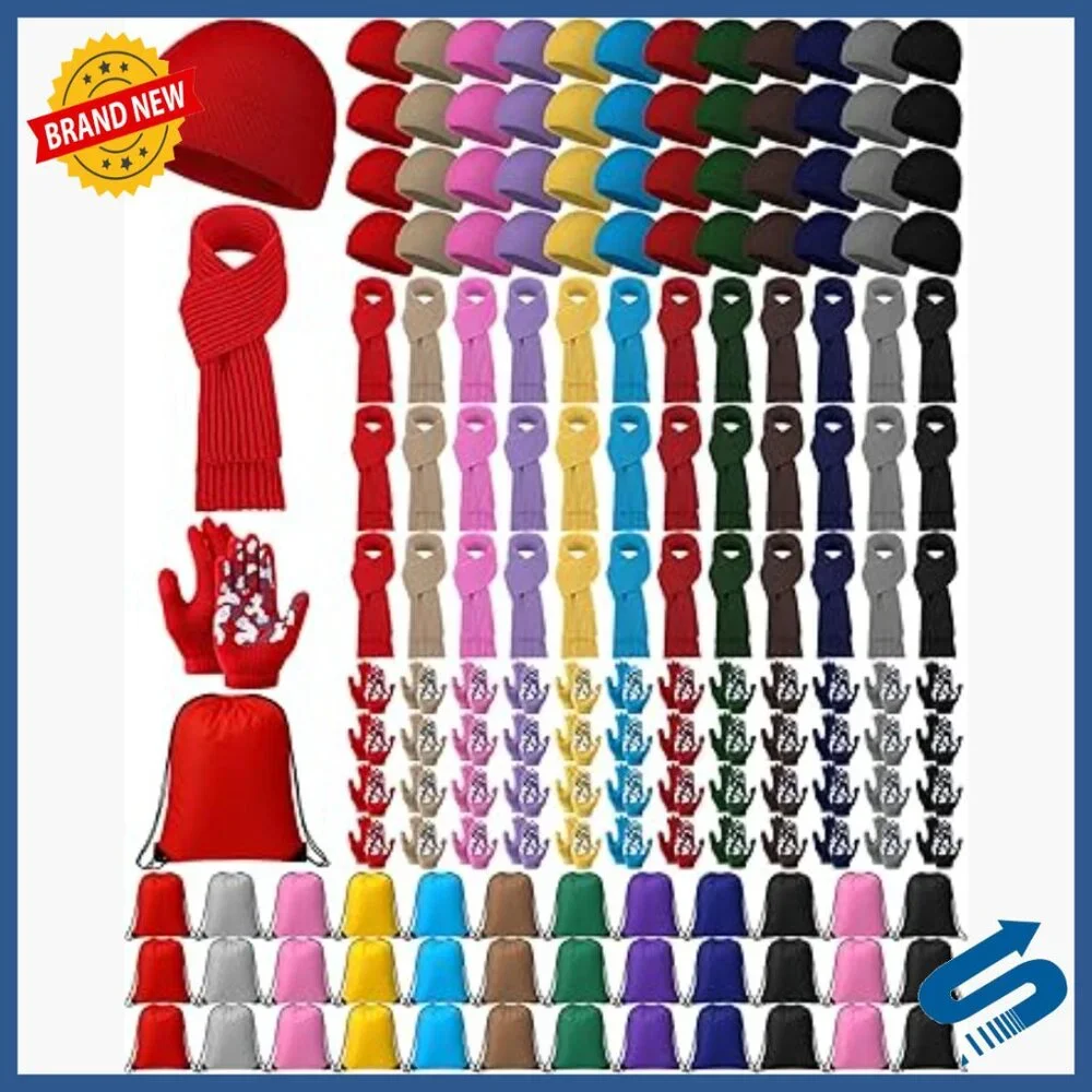 48-Piece Kids Winter Set with Hat Scarf Gloves Bag for Ages 5-10